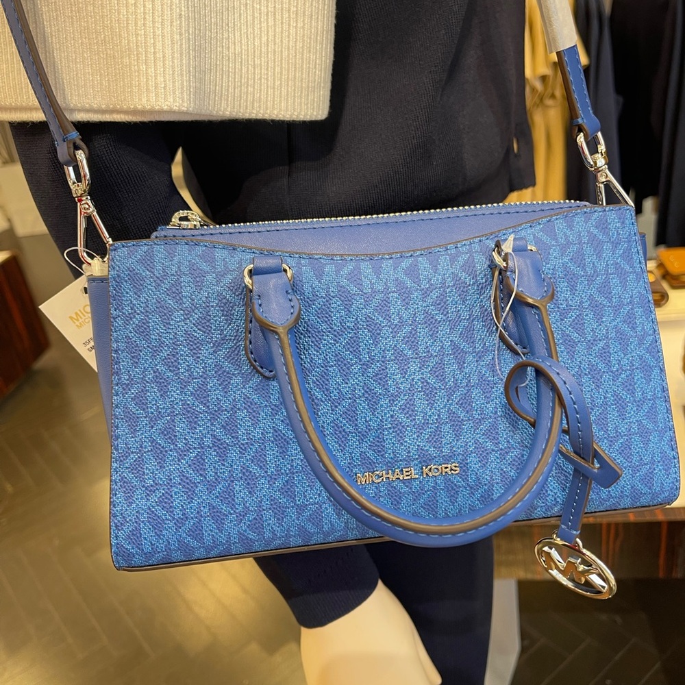 MICHAEL KORS Arden Small Top Zip Signature Logo Messenger Bag
Galaxy Blue 
NWT - Picture 7 of 16